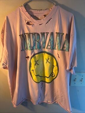 VINTAGE DISTRESSED FADED NIRVANA BAND TEE SIZE XL